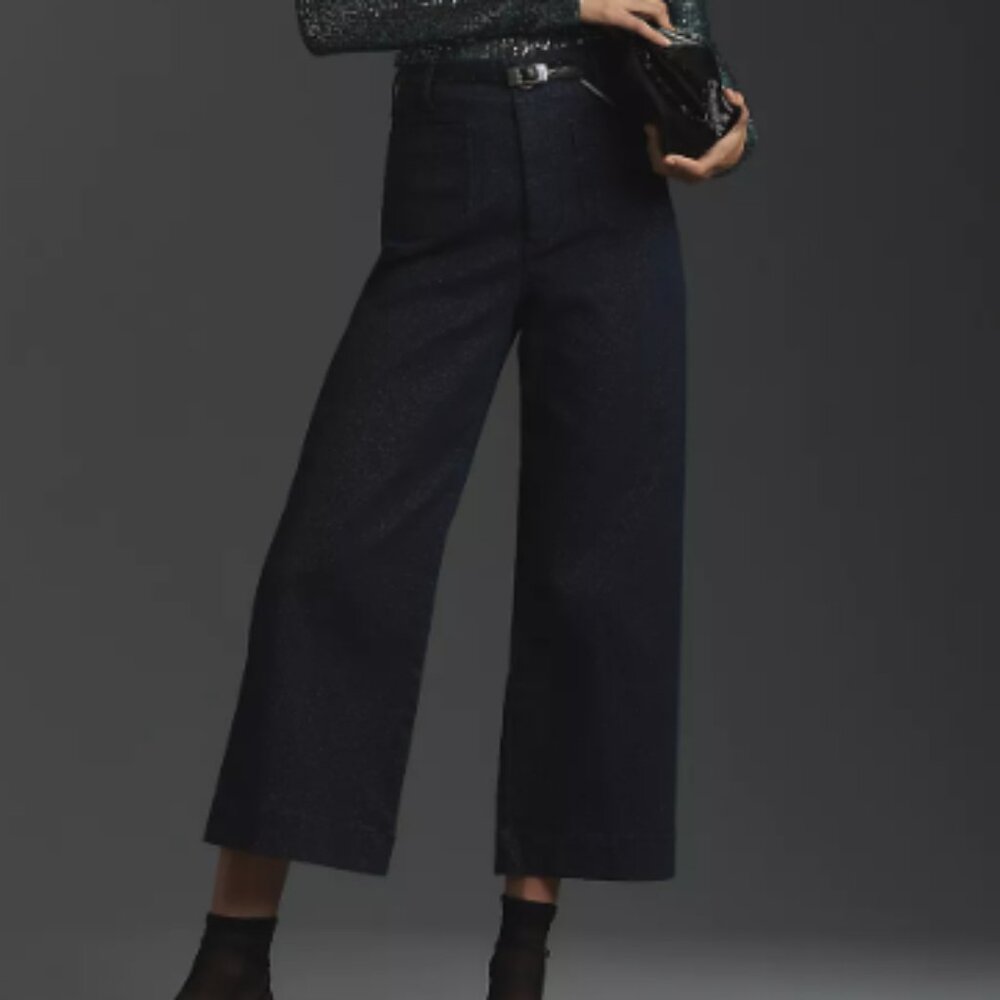 Colette Sparkle Denim Cropped Wide-Leg Jeans